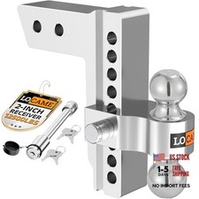 Adjustable Trailer Hitch, Fits 2-Inch Receiver, 8-Inch 2" 8drop Silver