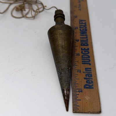 Vintage Brass Dietzgen Plumb Bob CS 4811 w Box 5 1/4 in Long 8 ozs Steel Point