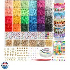 6000 PCS Clay Beads Bracelet Making Kit,24 Color DIY Flat Preppy Beads for Fr...