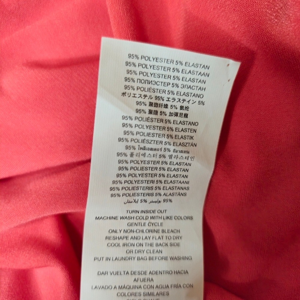 MICHAEL KORS V neck Flowy Top Coral Beaded Split Sleeve Blouse Size Medium