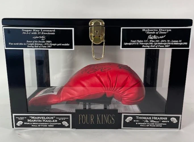 Four Kings Autographed Boxing Glove - Duran, Hagler, Hearns, Leonard PSA LOA - Image 3 of 4