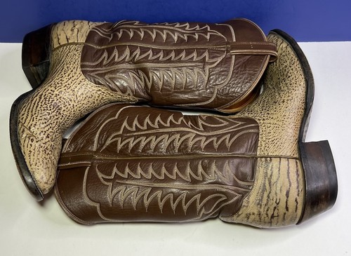 Botas de Vaquero Vintage Tony Lama Tiburón Exótico Para Hombres 9 B Etiqueta Dorada Hechas en EE. UU. - Imagen 19 de 19