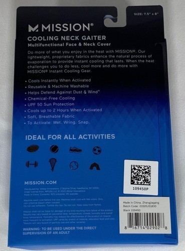Mission Cooling Neck Gaiter Youth Age 8+ Reusable Face Neck Cover UPF 50 Cooling - Picture 4 of 4