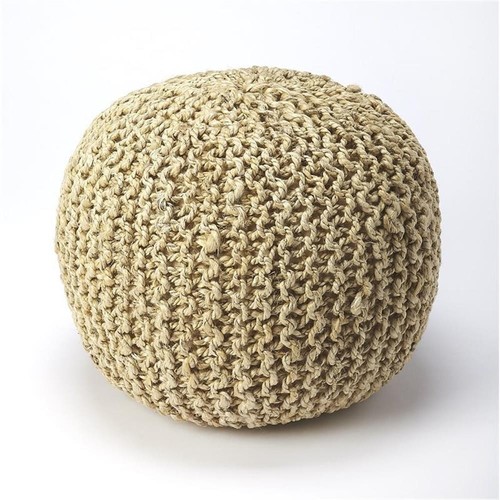 Butler Specialty Company Pincushion Woven Cotton 19"W Pouffe - Natural - Picture 1 of 3