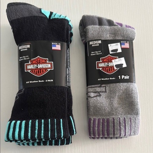 Harley Davidson Calze Uomo 4-9 Nero Grigio Logo AltoNuove in Confezione