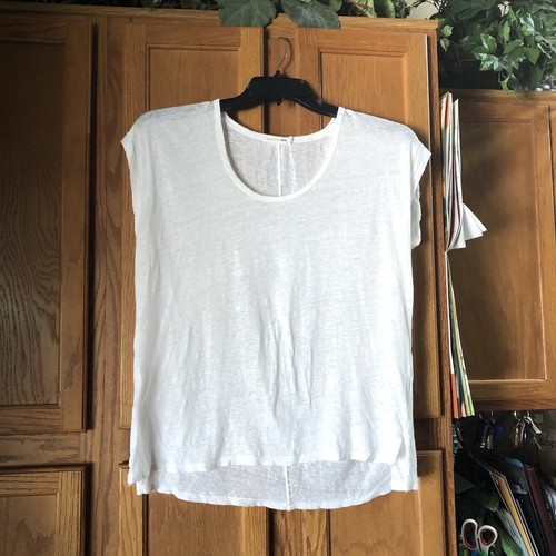 Rag & Bone Jean Damen U-Ausschnitt Oversized Leinen Meliert T-Shirt Gr. Small