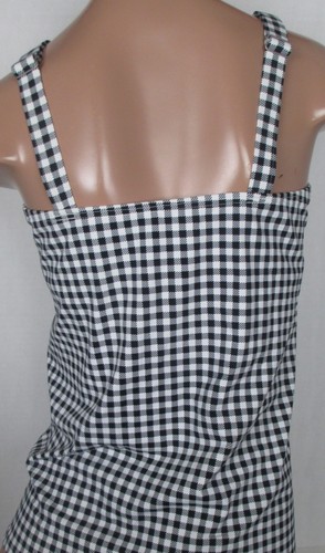 LANDS END Black/White Gingham Square Neck Tankini Swimsuit Top Womens 12 D-cup - 第 3/11 張圖片
