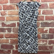Ralph Lauren Chaps Dress Womens Small Multicolor Abstract Ruched Casual Career