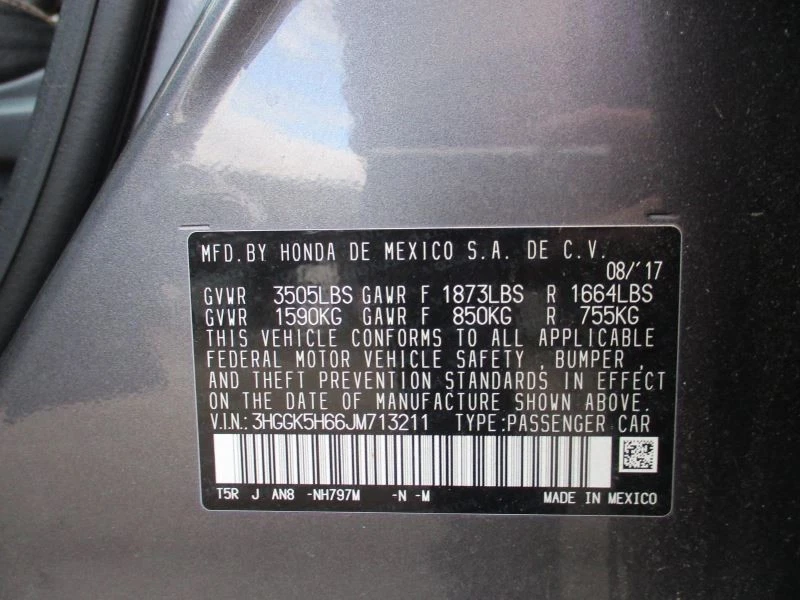 2018-2020 HONDA FIT REAR BUMPER COVER ONLY GRAY PC: NH797M -SPORT- 41696 - Image 4 of 4