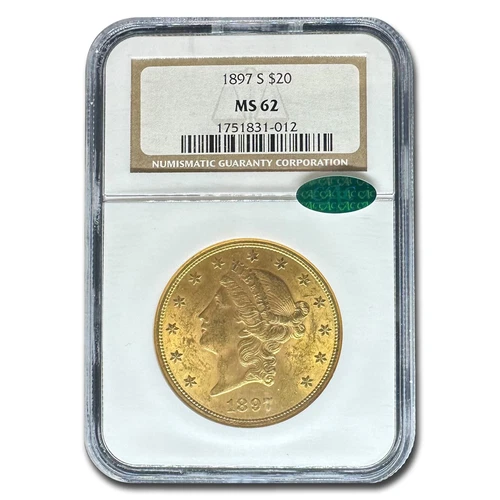 1897-S $20 Liberty Gold Double Eagle MS-62 NGC CAC