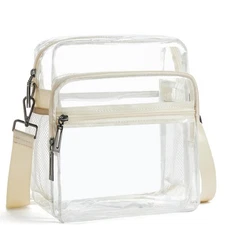 Clear Bag for Stadium Events 12x6x12 Crossbody Purse with 3-Zipper Pockets Cl...