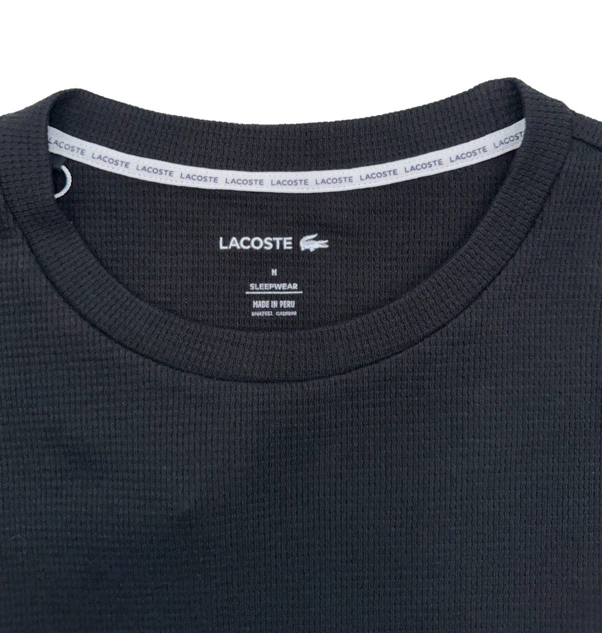 $55 Lacoste Men's Waffle Knit Thermal Sleep Shirt - Black - Medium-New With Tag thumbnail 13