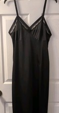 VTG Womens Lorraine Black Full Slip Antron III Nylon Tall 38 Adjustable Straps