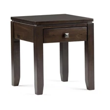 Cosmopolitan SOLID WOOD 18 inch Wide Square Contemporary End Side Table in Ma...
