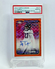 2024 Topps Chrome Rookie Auto Orange Wave TJ Tampa RC Card #RATT 10/25 PSA 10