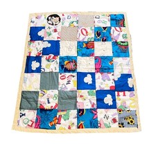 Handmade Patchwork Baby Quilt ABC Animal Fish Clouds Crib Blanket 38x32 Nursery