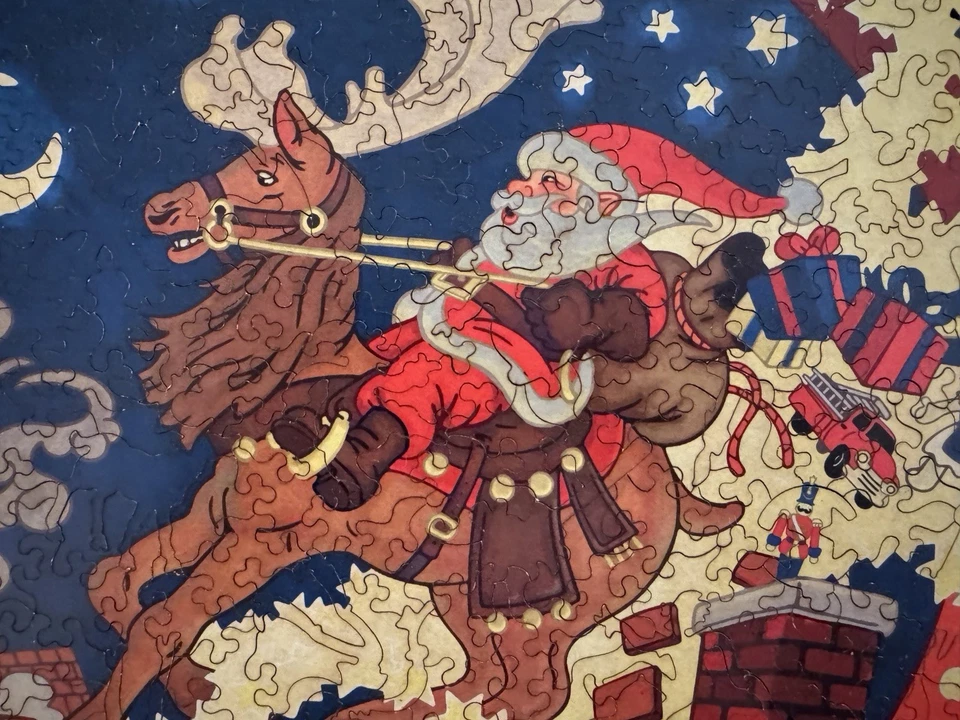 Деревянная головоломка Liberty на вершине дома Santa Christmas снятая с производства - Изображение 3 из 4