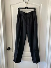Black Pleated Wool Trousers Men's size 35R