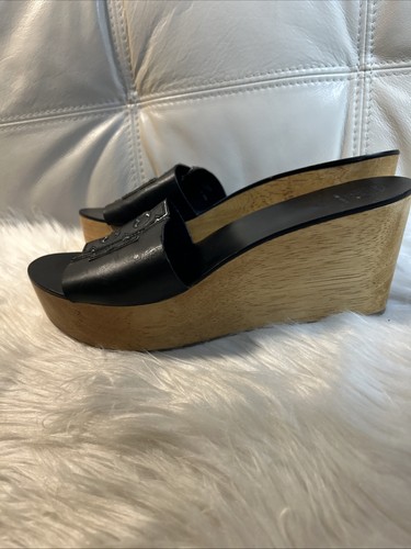 Tory Burch Schuhe Größe 10,5 Wedges INES 80 mm Pantoletten Sandalen schwarz - Bild 4 von 17
