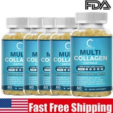 1-5x Collagen Peptides Types I, II, III, V, X 2000mg Pills Anti-Aging Skin 60ct