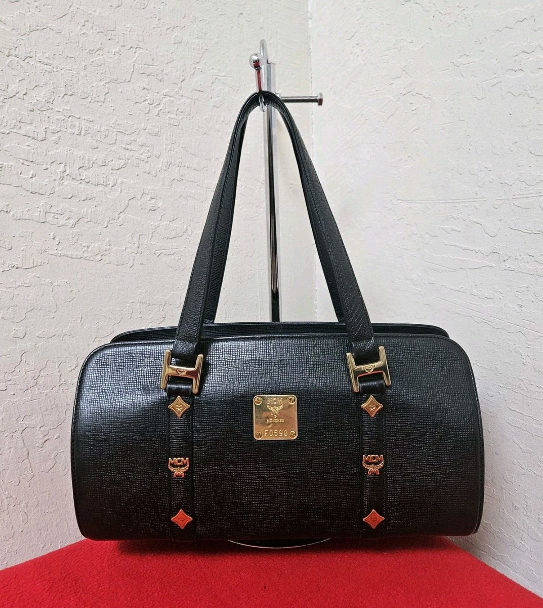 leather handbag used mcm bag