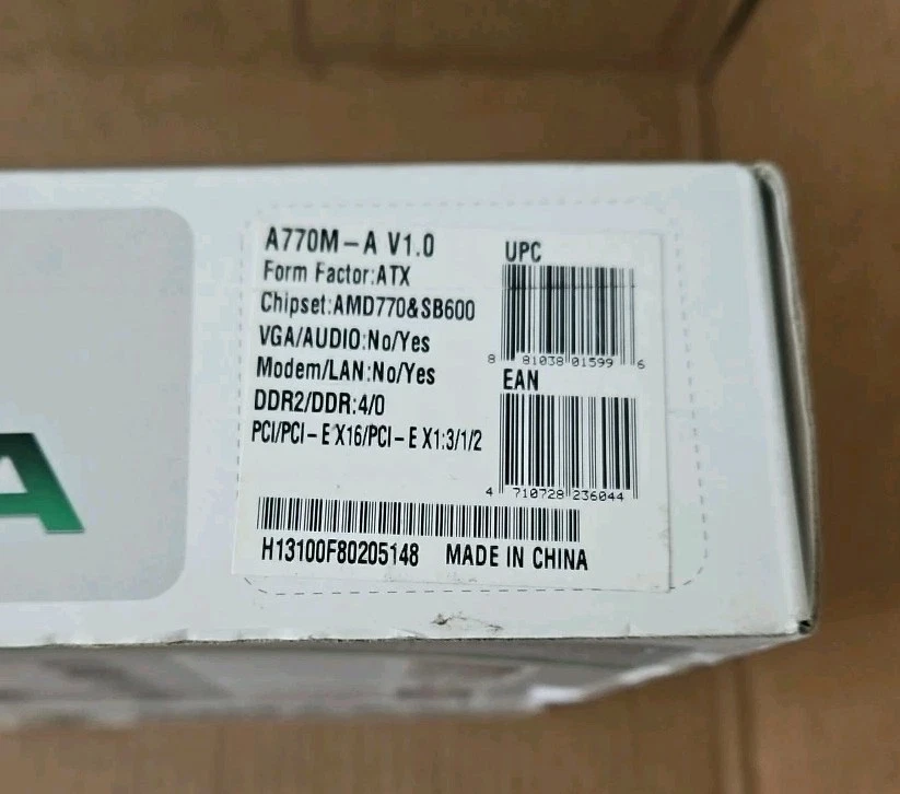 ECS Elitegroup A770M-A Motherboard AMD PCI Express 2.0 DDR2 800 SATA USB NEW - Image 3 of 3