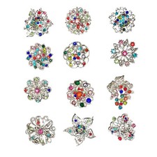 12pcs Lot Multi Color Crystal Brooch for Wedding Bouquet A