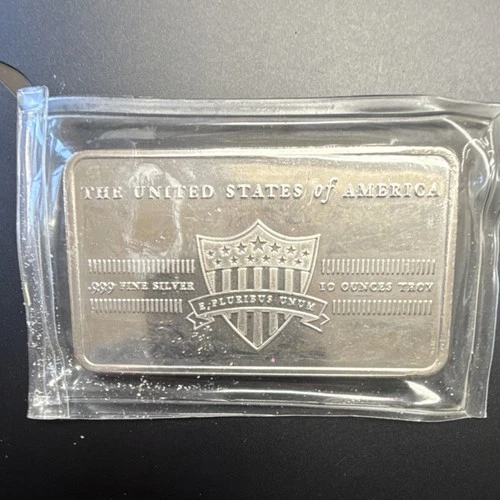 .999 Fine Silver Bar 10 oz Silver United States of America E Pluribus Unum