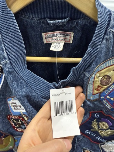 GUESS Jeans Unisex GUESS ORIGINALS PATCH DENIM BOMBER JACKET Tg: M Nuovo - Foto 5 di 10
