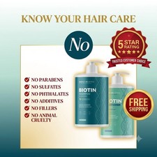 Volumizing Biotin Shampoo  Conditioner Set   Peppermint, Argan, Coconut  Olive