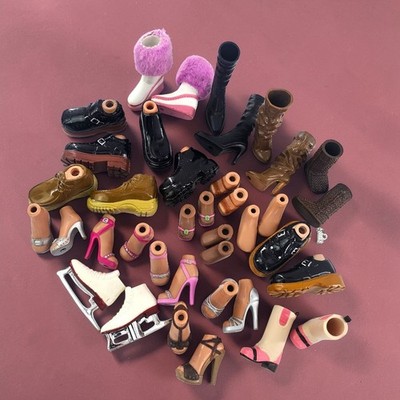 MGA Bratz Doll Shoe Lot 19 Pair High & Low Heels Sandles Boots Feet Ice Skates