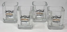4 Jack Daniels Vintage Heavy Square Bottom Whiskey Logo Drinking Glasses 3.5"