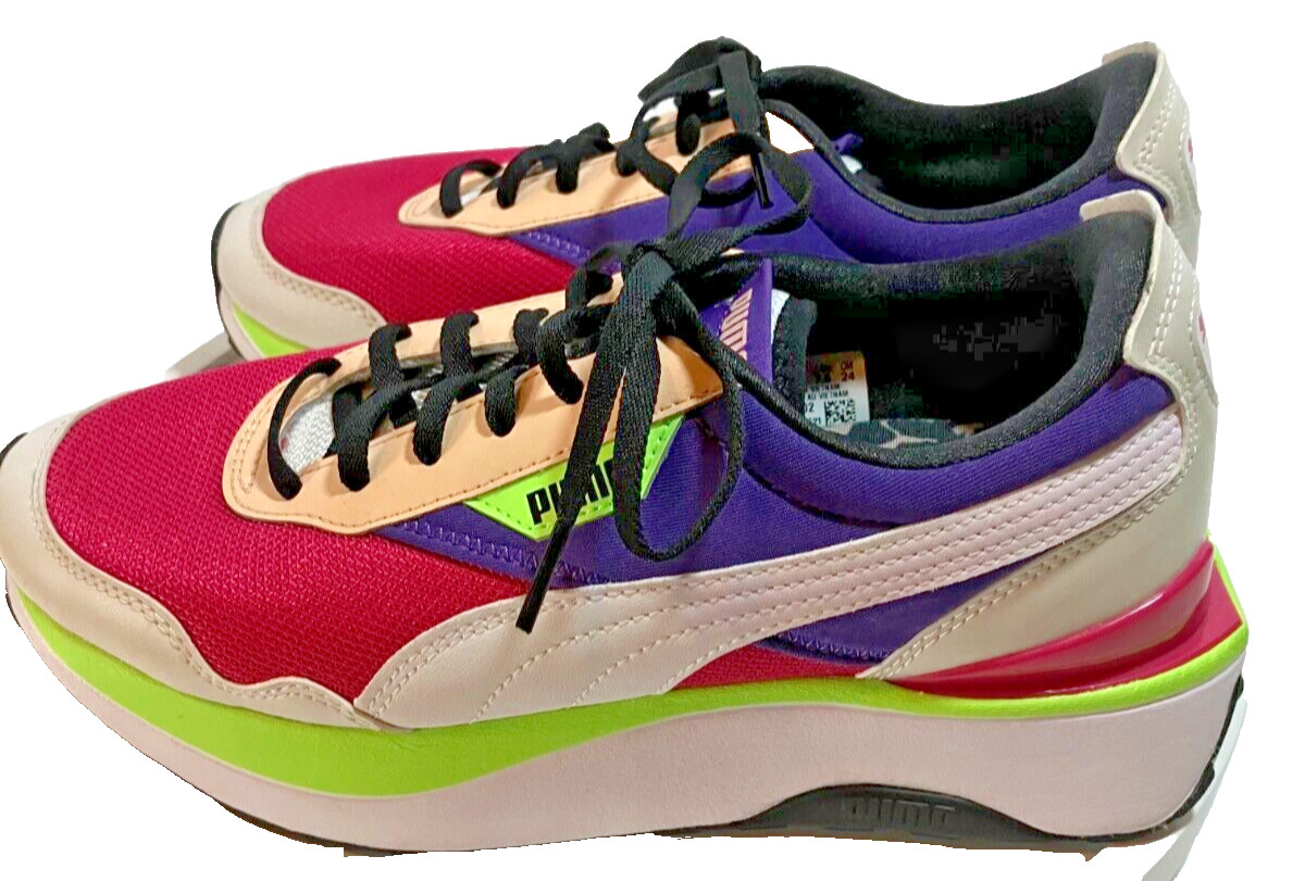 NEW PUMA Women's SZ 7.5 CRUISE RIDER Flair Beetroot Purple Lime White Sneakers