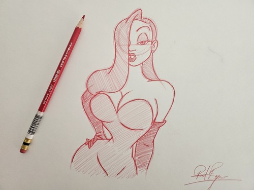 Disney Amblin Jessica Rabbit Character Animation Drawing/Sketch Art Signed - Picture 1 of 6