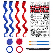 Halloween Costume Accessories for Women - Makeup Kit with 2 Red  2 Blue Clip...