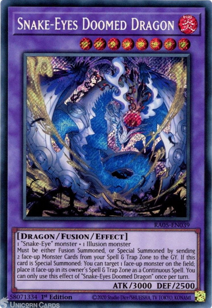 RA05-EN039 Snake-Eyes Doomed Dragon : Secret Rare 1st Edition Mint YuGiOh Card