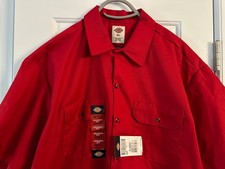 Dickies Red Short Sleeve Original Fit Button Up Work Shirt, Men's XL
