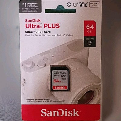 SanDisk Ultra PLUS SDXC UHS-I Class 10 High Speed 64GB Memory Card