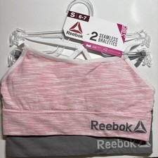 Girls Bralettes Seamless Bras Removable Cups Reebok 2-Pack Size S 6-7 
