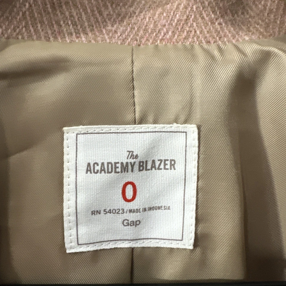 Blazer GAP The Academy rosa mezcla de lana espiga codo parche chaqueta para mujer 0  Foto 3 de 4