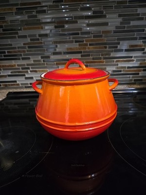 ヴィンテージ　DESCOWARE BELGIUM Flame Bean Pot Vintage Descoware Made In Belgium Flame Red Bean Pot Cast Iron