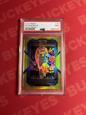2022/23 Panini Prizm De’Aaron Fox #06/10 Gold Prizms PSA 9 Spurs *Cracked Slab*