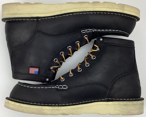 Danner Men's 6" Leather Bull Run Moc Soft Toe Work Boots Black Size 9.5 D - Picture 2 of 6