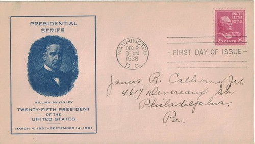 1938 Prexie, #829, 25c William McKinley, Progressive P-66