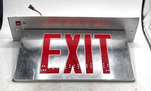 Emergency LED Edge Lit 6 inch Red Letter Mirror EXIT Sign *SEE VIDEO TEST* - Picture 3 of 9