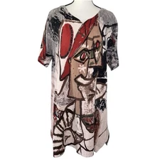 Floryday Picasso Abstract Cubism Art Print Linen Dress