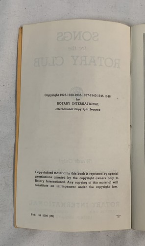 Vintage Pamphlet New Edition SONGS FOR THE ROTARY CLUB Words Only 1948 antiq 162 - Picture 4 of 6