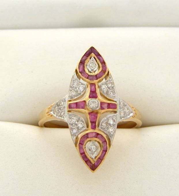 DIAMOND RUBY MARQUISE SHAPE RING DIAMOND RUBY NAV… - image 1