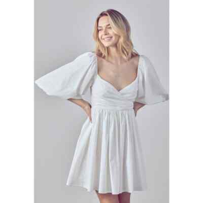 knee length dresses for ladies White Poplin Bubble Dress