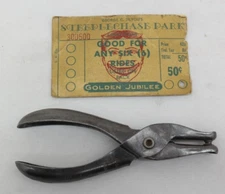 Vintage Steeplechase Park Punch Card & McGill M.P. Co. Manual Single Hole Punch